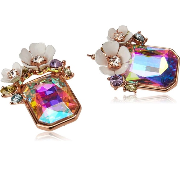 Flower Cluster Stone Drop Earrings - Picture 1 of 4